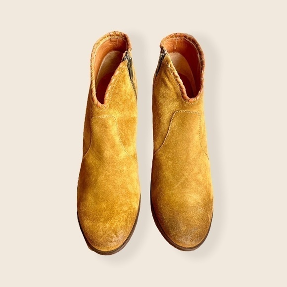 Frye Nora Chestnut/Tan Leather Suede Zip Heeled Fall/Winter/Spring Ankle Booties - Picture 10 of 16